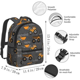 Toddler Backpack for Boys Construction MachinesCars Truck Tractor Kids Waterpro of Backpack Preschool Bookbag Child Student Mini Bag Kindergarten Daypack Travel School Bag for Age 3-8 (Dark Grey)
