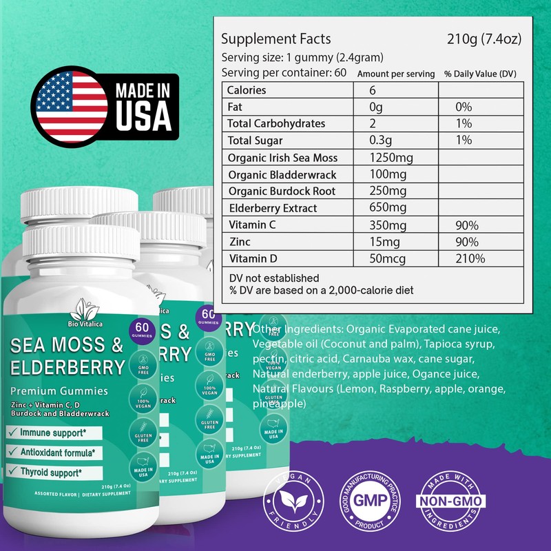 BIO VITALICA Sea Moss Gummies Elderberry BioVitalica - Parent (4)