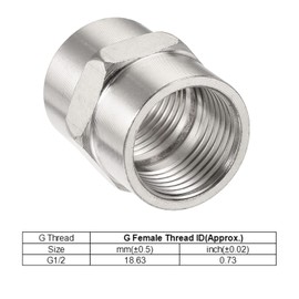 MECCANIXITY Stainless Steel Pipe Fitting G1/2 Female to Female Thread Hex Connector Adapter