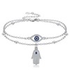 JERWLI Evil Eye Hamsa Anklet Sterling Silver Evil Eye and