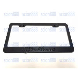 Unbranded 1pc 3D Black AlfaRomeo Emblem Badge BLACK Stainless Metal License Plate Frame