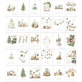 30 Eco Friendly Traditional Christmas Cards with Envelopes