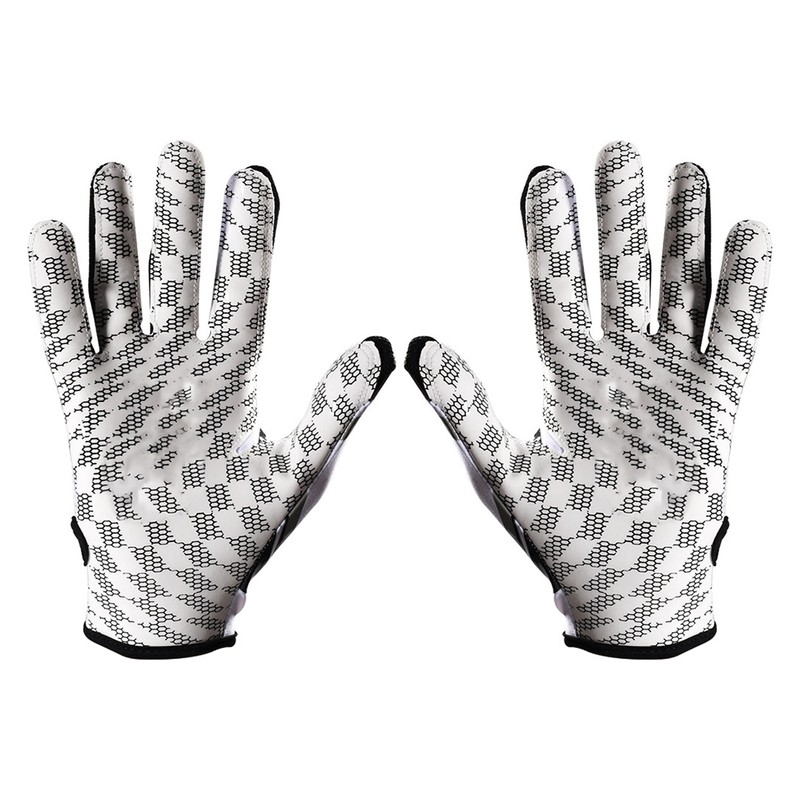 White Football Gloves Anti Slip Silicone Grip Sports Receiver Glove