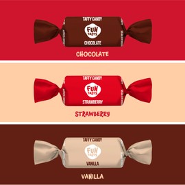 Funtasty Caramel Candy Mix - Vanilla, Strawberry, Chocolate - Taffy Treats, Pack 2 Pounds (150 Count)