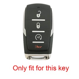 Btopars 2pcs 4 Buttons Silicone Rubber Remote Smart Key Fob Case Cover Protector Holder Compatible with Dodge Ram 1500 2019 2020 2021 2022 Black Blue