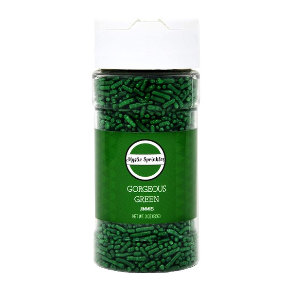 Mystic Sprinkles Gorgeous Green Jimmies Sprinkles 3oz Jar