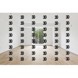 SHATCHI Age Hanging String 13th-90th Glitz Anniversary Birthday Metallic Shiny Foil Banner Party Door Wall Decorations Pack of 6, Black and Silver