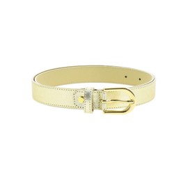 FASHIONGEN - Women genuine Italian leather belt LUNA for thousers, jeans - Golden, 115 cm / 45.30 in