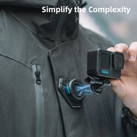 Rugvis Magnetic Chest Mount with Neck Strap, 360° POV Invisible Selfie Necklace Lanyard Mounting Accessories Attach Compatible with GoPro Hero 12 11 10 9, Insta360, DJI Action 4 (Black-02)