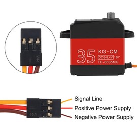 35KG RC Servo Motor Steering Servo Metal Gear Waterproof with 25T Servo Horn for RC Car Truck Boat Helicopter Model Parts, Control Angle 90-180° 180 Degree