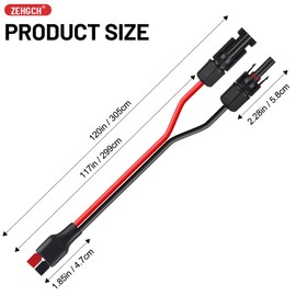 ZEHGCH Solar Panel Cable Connector Kit with 10AWG Heavy-Duty Tinned Copper Charge Cable for Portable Solar Power Station and Battery Connections (10FT)