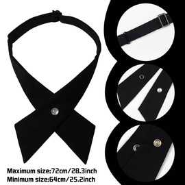 ZUYYON 6 Pcs French Girls Uniform Tie Solid Color Cross Bowtie Adjustable Neck Tie School Uniform Cross Bow Tie for Men Women, Navy Blue, One Size