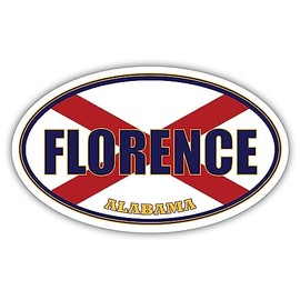 Florence City Alabama State Flag | AL Flag Lauderdale County Oval State Colors Reflective Sticker Car Decal 3x5 inches