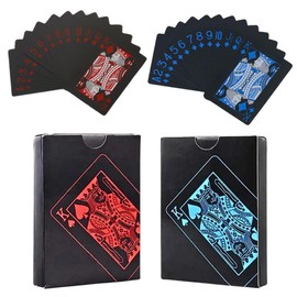 GlowTact Playing Cards [Set of 2] Waterproof Plastic Cool Magic Tricks Poker Event Party (Red & Blue)