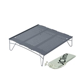 iClimb Mini Solo Folding Table Ultralight Compact for Backpacking Camping Hiking Beach Picnic (Gunmetal, L)