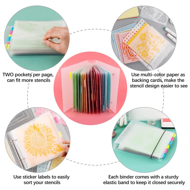 2 Sets Cookie Stencils Storage Folder for Storing 6x6 Stencils