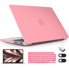 Lepeoac for MacBook Pro 14 Inch 2024 2023 2022 2021 Release M4 A3112 A3401 A3185 M3 A2918 A2992 M2 A2779 M1 A2442 Pro/Max Chip, Plastic Hard Shell Case with Keyboard Cover, Matte Pink