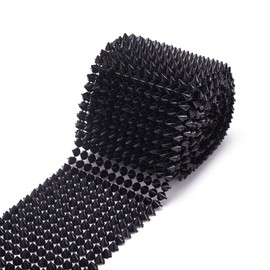 Pandahall 2 Yards Sew Stitch On Spike Black Stud Cone Flatback Spike Studs Rivets Punk Rock Trim Ribbon Mesh Bead for Clothing Performance Arts and Crafts Decoration