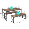 Vecelo 3Pcs Kitchen Dinning Table and Benches Set For 4-6,