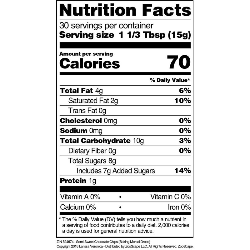 Semi-Sweet Chocolate Chips (Baking Morsel Drops) (16 oz, ZIN: 524674)
