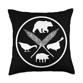 Farm Country Tractor Life Worker Harvest Ranch Farmer Pig Bear Animals Chicken Cow Cattle Farming Gift Throw Pillow, 18x18, Multicolor