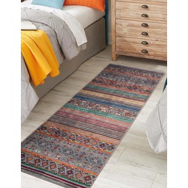 Keen Home Design Machine Washable Area Rugs with Non-Slip Backing, Ideal for Hallway, Living Room, Bedroom, Kitchen and Laundry Room, Vintage Moroccan and Low Pile Rug - (2'6'' x 10')