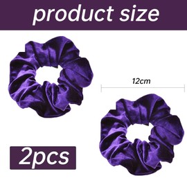 Velvet Scrunchie | Soft Jersey Fabric Hair Scrunchie Bobble Elastic Hair Band | 2Pcs Hair Scrunchies elastic Spring Ponytail Holder Hair Bobbles Hair Accessories for Women Ladies Girls (Purple)