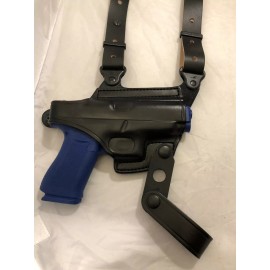 Master's Leather Shoulder Holster for  COLT 1911  3" Officer's / Kimber ULTRA 3" (# 9093) - BLACK