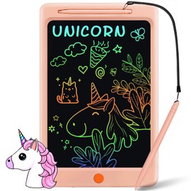 Toys for 3-6 Years Old Girls Boys, LOCVMIKY LCD Writing Tablet 12 Inch Colorful Doodle Board, Electronic Drawing Tablet for Kids Drawing Pads, Kids Travel Games Activity Learning Toys (Pink)