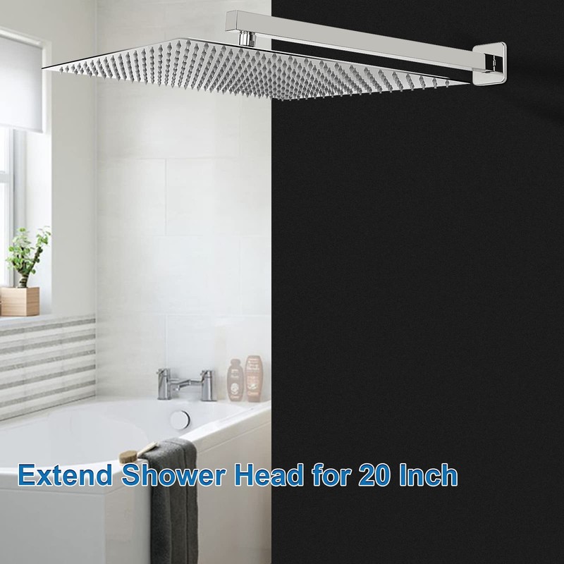 HarJue Shower Arm, Rain Shower Head Extension Extender, With Flange