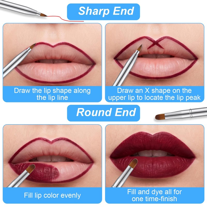 Retractable Lip Brush, Silver Dual Ended Lipstick Brush, Portable Brushes