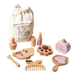 F Fityle Kids Pretend Play Makeup Set Wooden Makeup Toy Set Lipstick Role Play Games Pretend Beauty Salon Play Set for Party Children