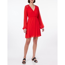 Vila Women's Viura L/S Lace Detail Dress/Ka Dresses, Mars Red