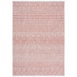 SAFAVIEH Washable Rug Outdoor Courtyard Collection - 6'7" x 9'6", Beige & Rust, Non-Shedding & Easy Cleaning, Ideal for Patio, Backyard, Mudroom (CY8196-36512)