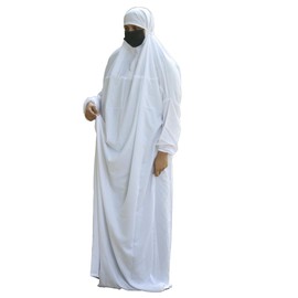 MERCATUS Islamic Prayer Dress for Women- Free Size, Muslim Dress with Hijab, Jilbab/Niskarakuppayam/Namaz Khimar/Prayer Clothes Niqab Khimar, Islamic Premium Prayer Clothes, Plain White Color, Plain