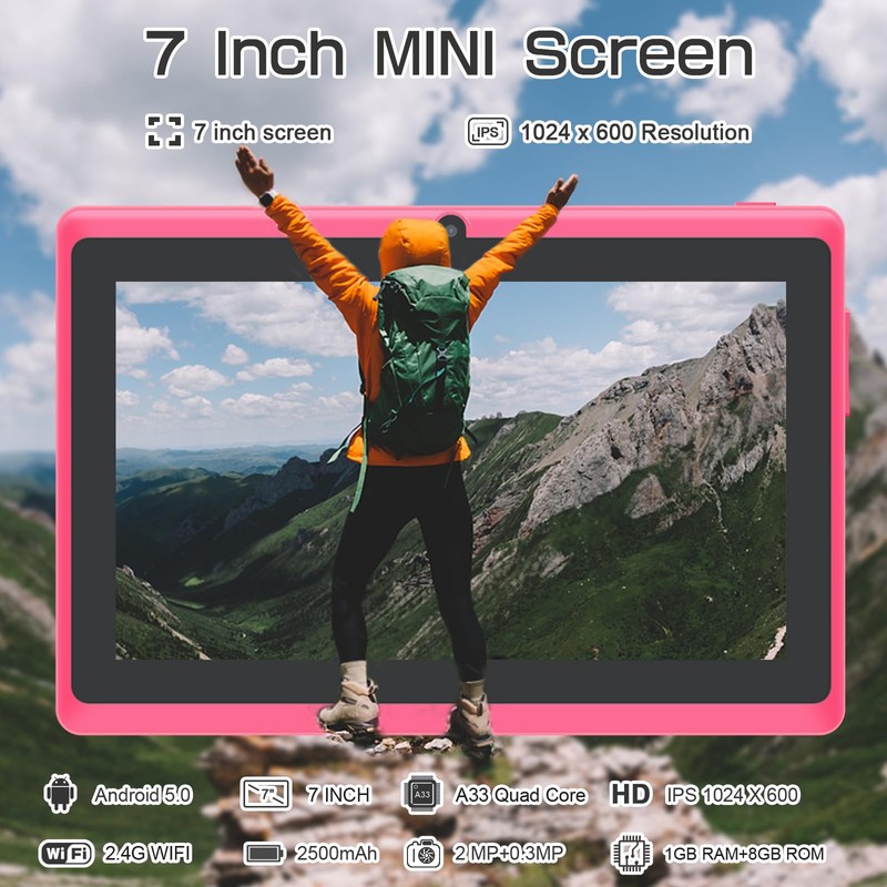 Haehne Tablet 7 Inch Android Tablet Dual Cameras Wi-Fi Bluetooth,