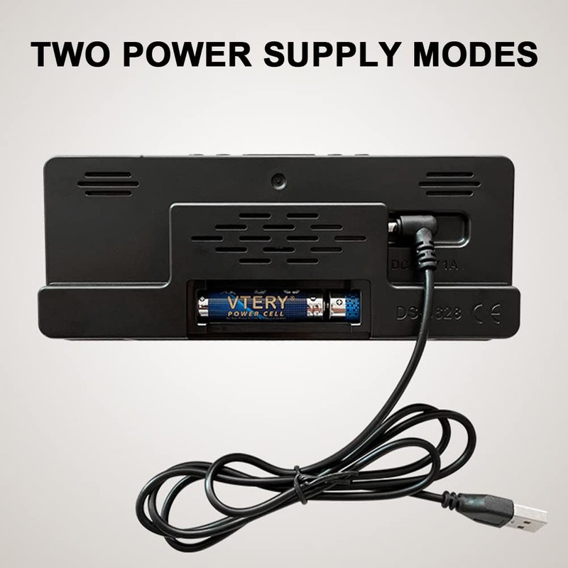 Digital Alarm Clock with Adapter, LED Clock for Bedroom, Electronic