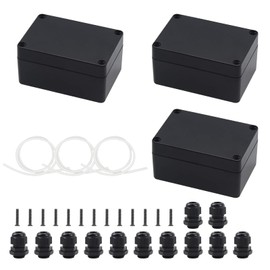 OMIGA Junction Box Black 100 x 68 x 50 mm IP65 Waterproof Junction Box Surface-Mounted Junction Box and 12 Connections M16 for Diameter 4-8 mm Cable Pack of 3