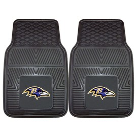 FANMATS 8755 Baltimore Ravens 2-Piece Heavy Duty Vinyl Car Mat Set, Front Row Floor Mats, All Weather Protection, Universal Fit, Deep Resevoir Design
