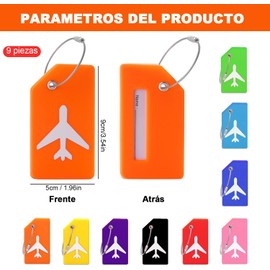 9 Pcs Identificador de Maletas de Viaje Identificador Maletas Viaje para Equipaje de Avión con Cordón Metálico Etiquetas de Silicona para Equipaje con Tarjeta (9 colores)