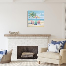 Stupell Industries Pastel Beach Umbrella Scene Canvas Wall Art by Irena Orlov