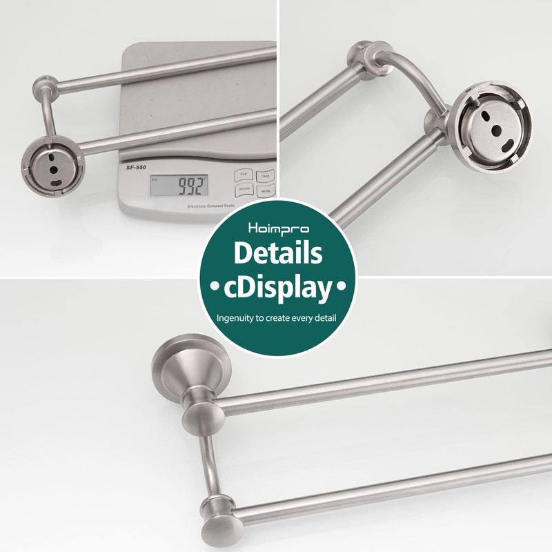 Hoimpro Adjustable Retractable 15-27 Inches Stainless Steel Bathroom Towel Bar,