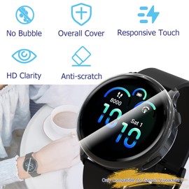 KIKISML 2 PCS Screen Protectors Compatible with Garmin Vivoactive 6, Full Protective Ultra Slim Soft TPU Case Cover Compatible with Garmin Vivoactive 6 (Black, Clear)