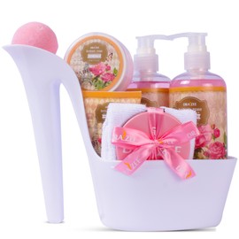 Luxury Spa Gifts for Women – 8 Pc Rose Scented Bath and Body Set with Bubble Bath, Lotion & More – Luxury Self Care Kit for Wife, Mom, Best Friend, Girlfriend, Anniversary Gift by Draizee