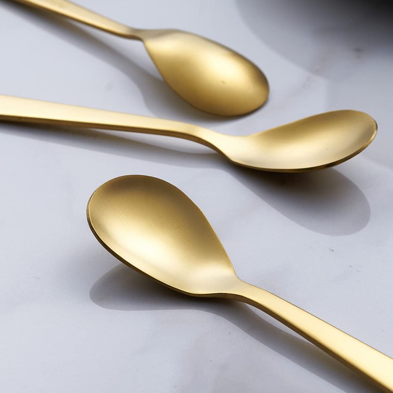 FULLYWARE Matte Gold Demitasse Espresso Spoons, Stainless Steel Satin Finish