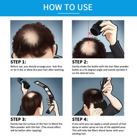 Professional Quality Hair Fibres, Hair Fibres Black for Thinning Hair, Completely Conceals Hair Loss in 15 Seconds, Undetectable & Natural, Hair Loss Product for Women and Men(Black)