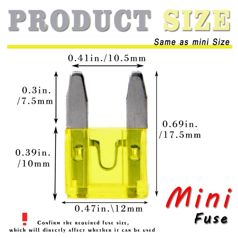 FymuSing 20 pcs 20A Mini Blade Fuse, Automotive Fuse for