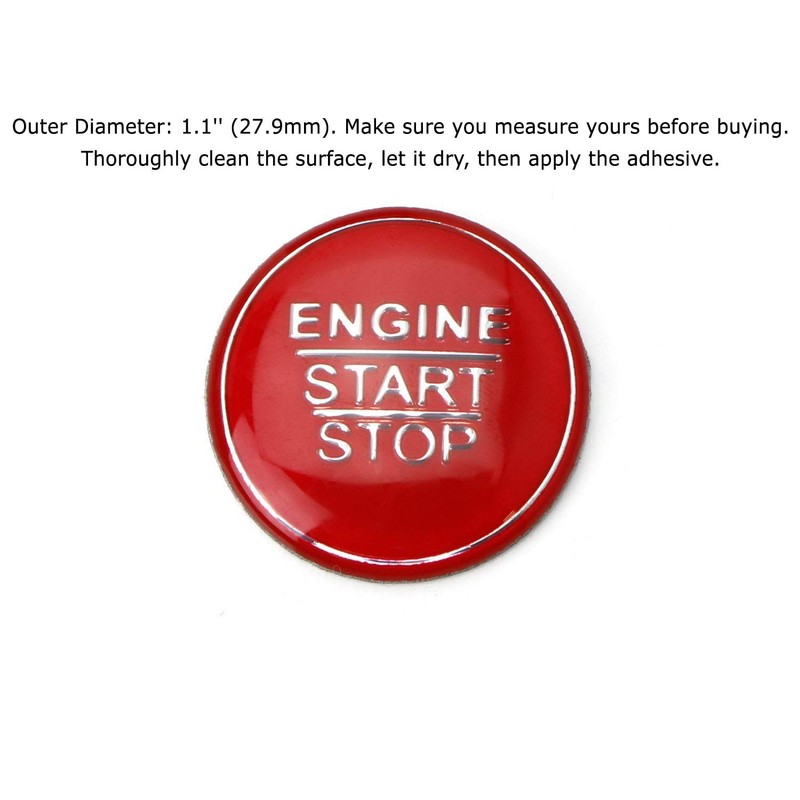 iJDMTOY Gloss Red Keyless Engine Push Start Button Cover Compatible