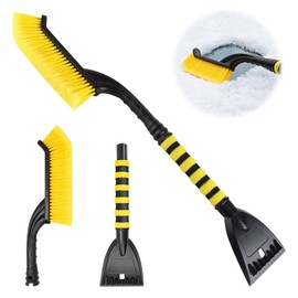 Mineup Eiskratzer Auto mit Besen, 2 in1 Abnehmbarer Eisschaber, 67cm Auto Eiskratzer und Reinigungsbürste, Schneebesen Auto, Scheibenkratzer Auto mit Ergonomischem Schaumstoffgriff für PKW LKW und SUV
