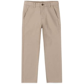 IZOD Boys' School Uniform Twill Khaki Pants, Flat Front & Comfortable Waistband, 12 Slim